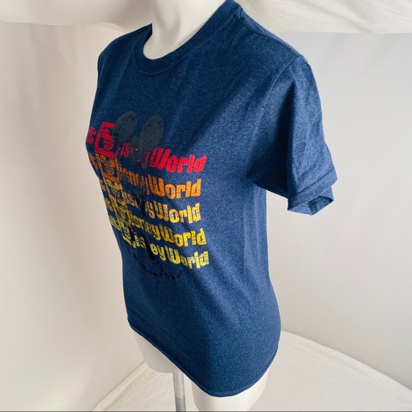 Disney blue rainbow color logo crew neck t-shirt - Picture 3 of 7